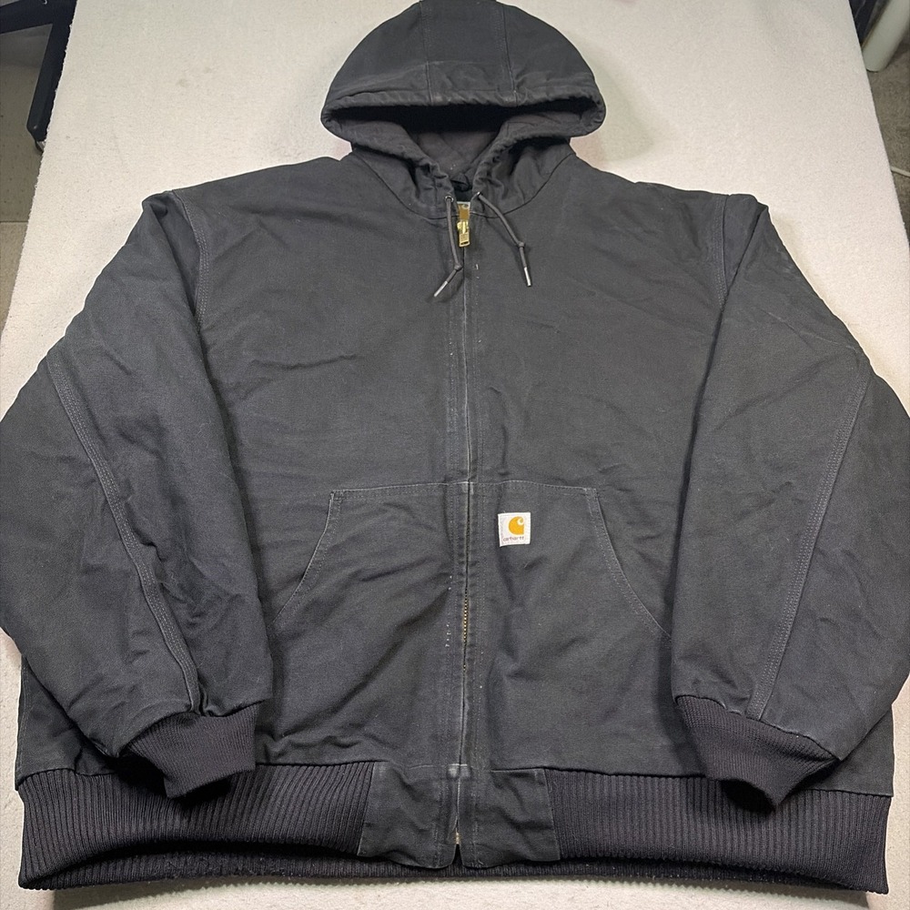 Carhartt J140 Active Jacket Mens 3XL Black Hooded Canvas Duck Quilted USA Made
